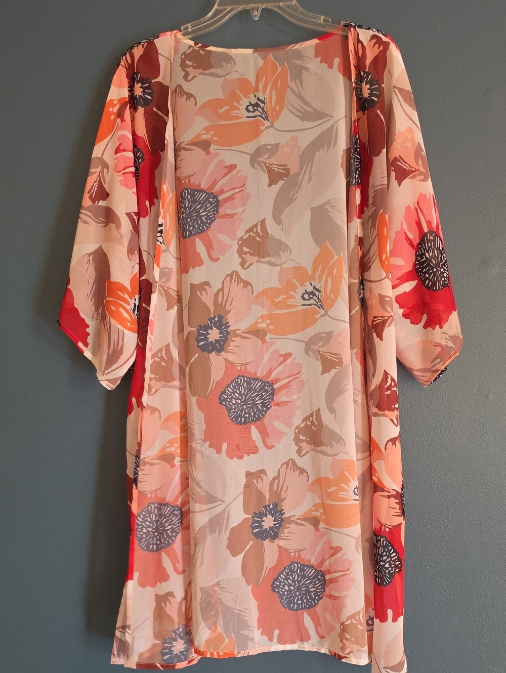Floral Duster/coverup in Coral and Peach - Women